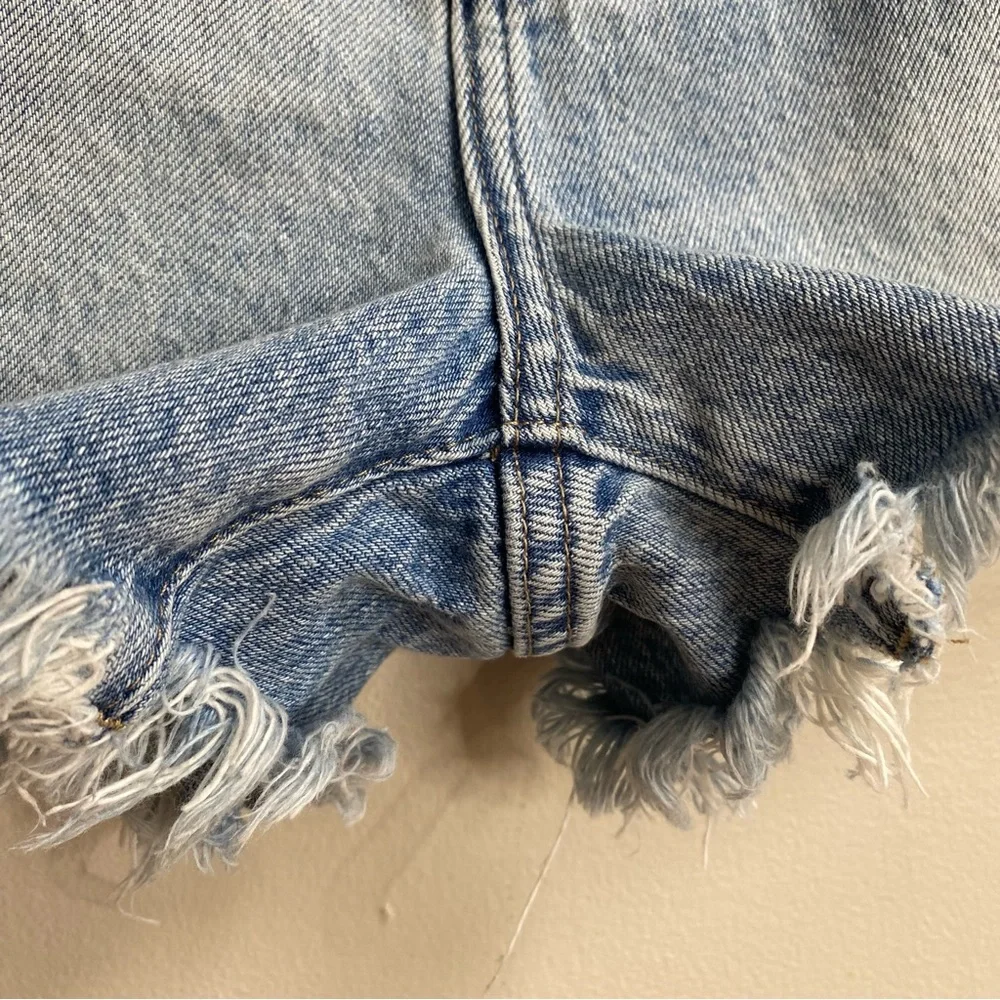 Pistola Light Blue Adam Wash Nova Button Fly Cut-Off High Rise Denim Shorts 26